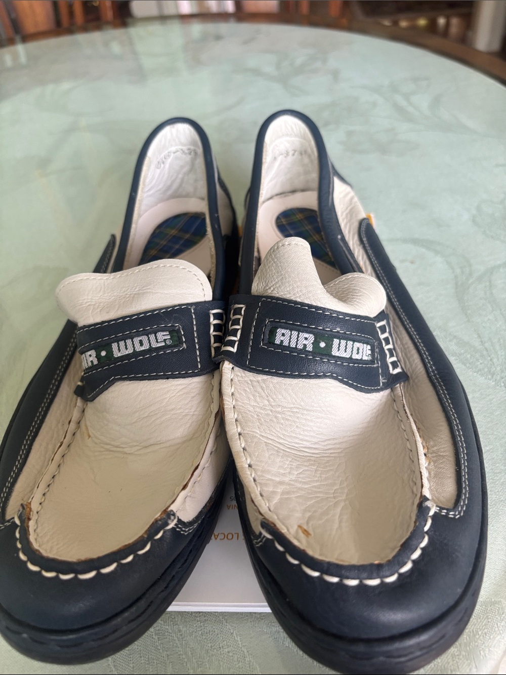 Men’s Navy and White Leather Boat Shoes